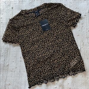 Cheetah Print Mesh Top